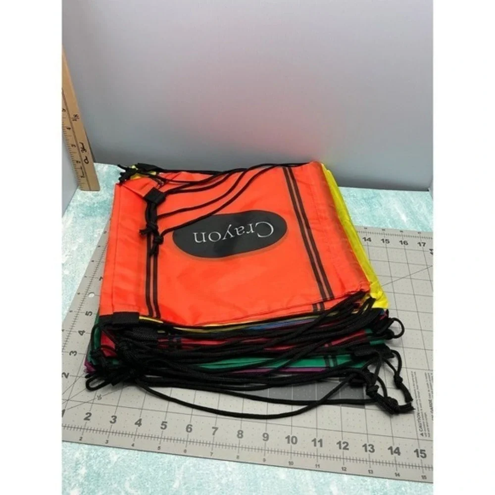 12 Crayon Drawstring Backpacks Bulk Pack Kids Party‎ Favor School Supplies